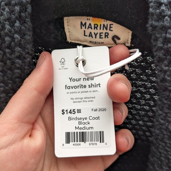 Marine Layer Birdseye Coat NWT - Picture 3 of 5